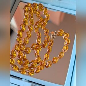 Vintage Sarah Coventry Amber Beaded Necklace